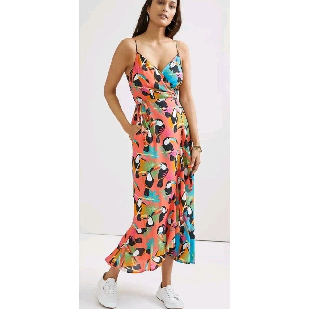 Farm Rio X Anthropologie Toucans Wrap Maxi Dress Size XS (K